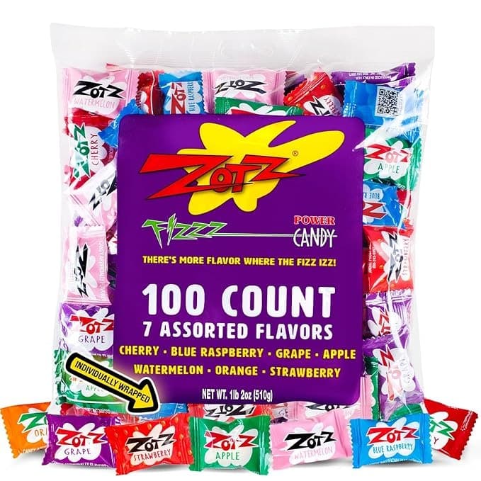 Zotz Fizzy Power Candy — Assorted Flavors, 100 Count